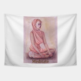 Meditating woman girl, zen, yoga, buddhism Tapestry