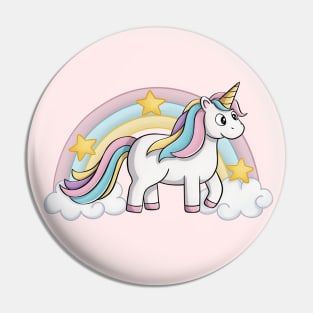 Cute Unicorn With Rainbow Pin