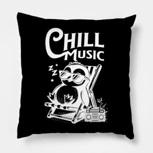 CHILL OUT MUSIC  - Penguin Chillax (White) Pillow