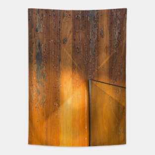 Wood and glass fence Tapestry