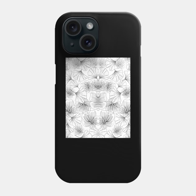 White And Black Flower Pattern Abstract Line Art Graphic Phone Case by AmaniZelaya