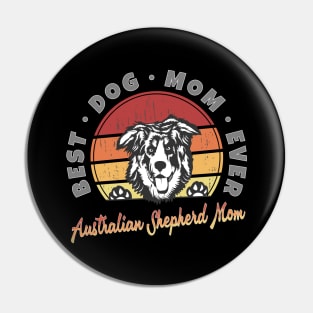 Australian Shepherd Mom Retro Sunset v.7 Pin