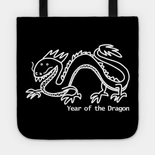 Small Year of the Dragon White Line Tote