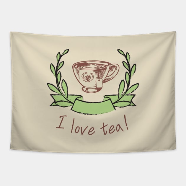 I love tea Tapestry by CuppaDesignsCo