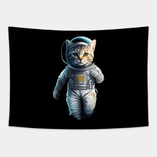 cute cat in the space with astronaut costume Tapestry