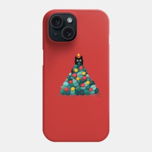 Black Cat in Yarn Christmas Tree Phone Case