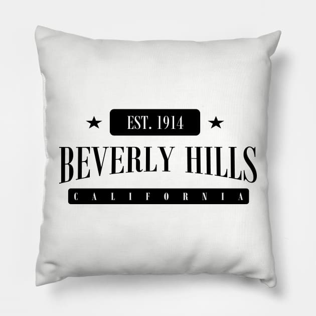 Beverly Hills EST. 1914 (Standard Black) Pillow by MistahWilson