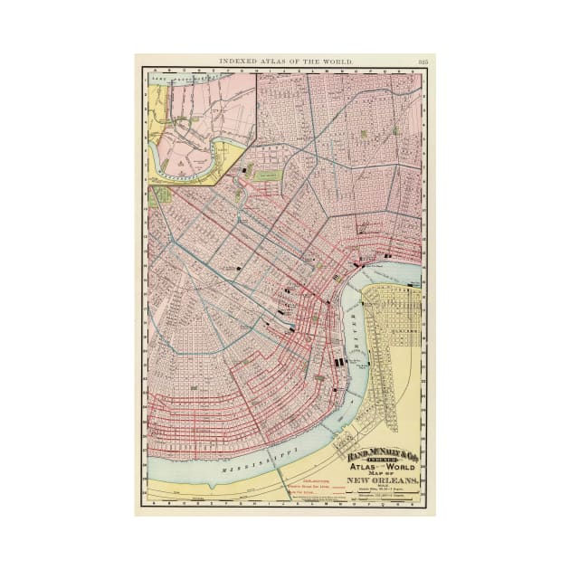 Vintage Map of New Orleans Louisiana (1897) by Bravuramedia