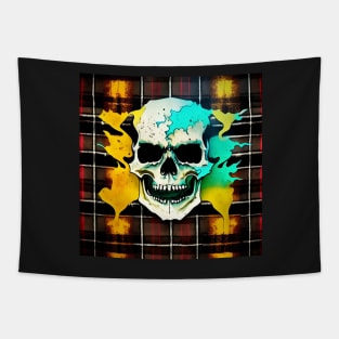 Skull Flames Plaid Grunge Bleach Acid Wash Graphic Skate Punk Biker Tapestry