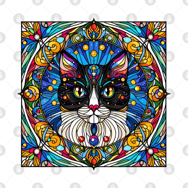 Stained Glass Cat Art by JessArty