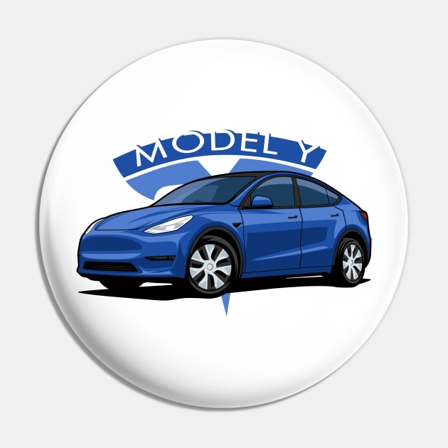 Model Y electric car blue Pin by creative.z