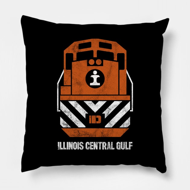 Vintage Illinois Central Gulf ICG Railroad Train Engine T-Shirt Pillow by Turboglyde