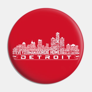 Detroit Hockey Team All Time Legends, Detroit City Skyline Pin