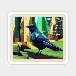 Gratitude mantra with artistic cubist Raven Magnet