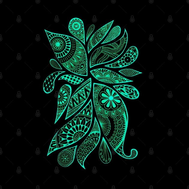 Abstract Zentangle Swirls Design (cyan on black) by calenbundalas