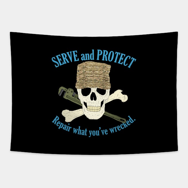 serve and protect, repair mechanic. USA. Tapestry by JJadx