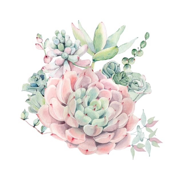 Beautiful Watercolor Succulents by NatureMagick