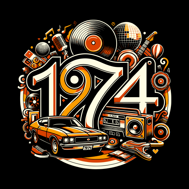 Retro 1974 Vintage Year Celebration Design by Xeire