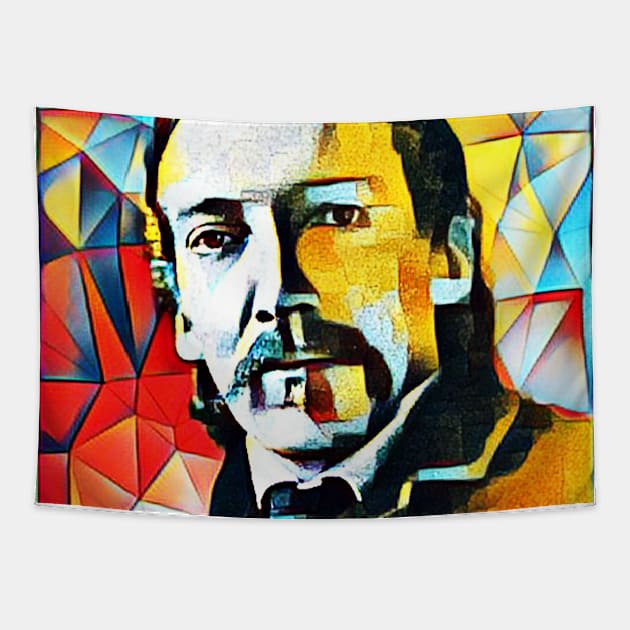 Robert Louis Stevenson Abstract Portrait | Robert Louis Stevenson Abstract Artwork 15 Tapestry by JustLit