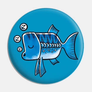 Sleepy Blue Fish Pin