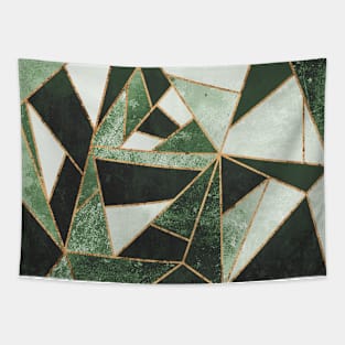 Jade Green and Gold Modern Terrazzo Gems Tapestry