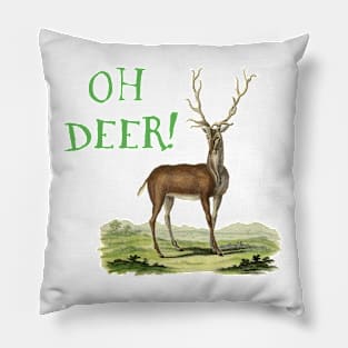 Oh Deer - Wildlife Illustration with Text Pillow