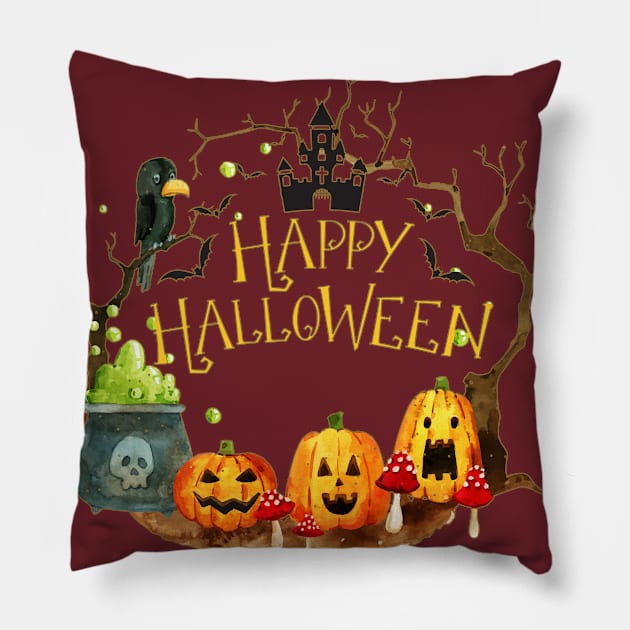 Happy Halloween Pillow by letnothingstopyou