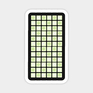 Vintage Aesthetic Minimalist Flower Grid Design Phone Case in Green Magnet