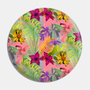 Elegant tropical flowers and leaves pattern floral illustration, pink tropical pattern over a Pin