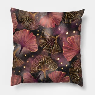 Watercolor Golden Ginko Leaves pattern Pillow