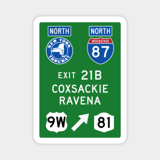 New York Thruway Northbound Exit 21B: Coxsackie Ravena US Rte 9W Magnet