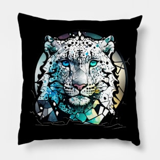 Tiger Animal Portrait Stained Glass Wildlife Outdoors Adventure Pillow