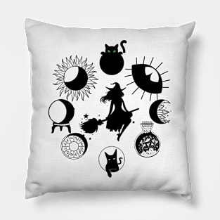 Witch Phases, moon and Cat Pillow