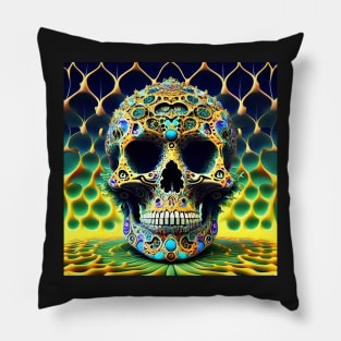 Skull Tie Dye Psychedelic Trippy Festival Hippie 3D Biker Pillow