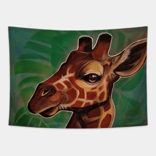 Giraffe in the Jungle Portrait Tapestry