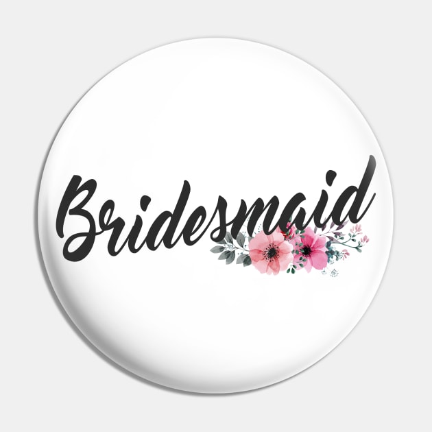 Simple and Elegant Bridesmaid Floral Calligraphy Pin by Jasmine Anderson