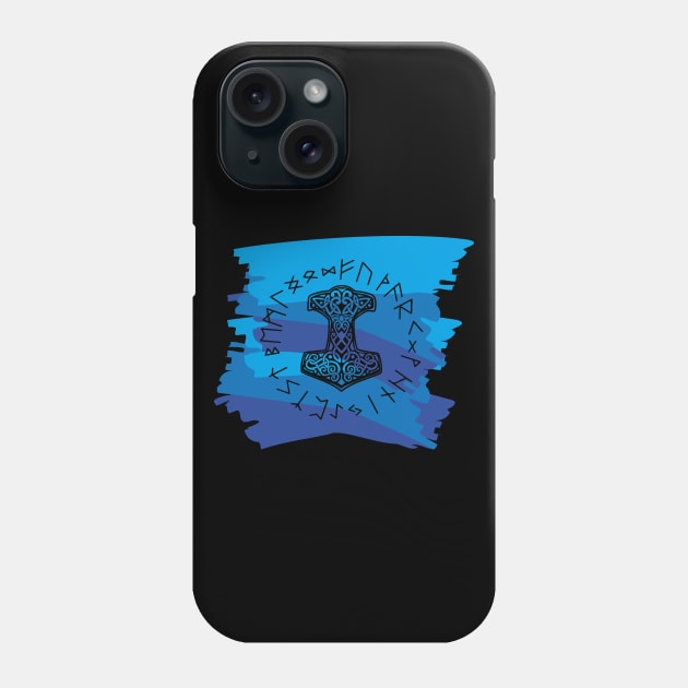 Vikings Norse Mythology Mjolnir and Runes Asatru Viking Gift Phone Case by vikki182@hotmail.co.uk