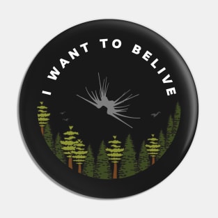 I Want to Belive - Shadow Ship - Circle - Black - Sci-Fi Pin