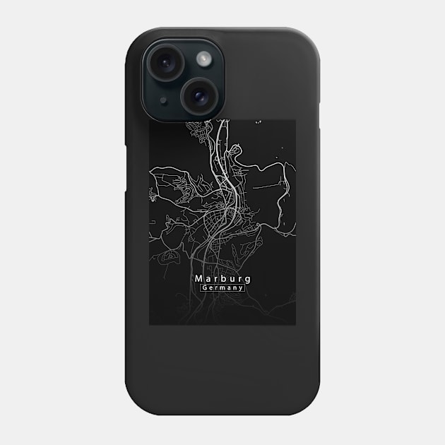 Marburg Germany City Map dark Phone Case by Robin-Niemczyk