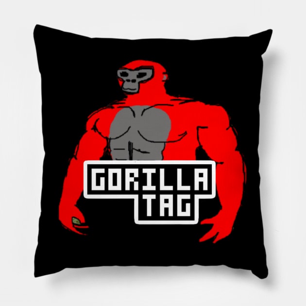 Gorilla Tag Red Monke VR Gamer Merch Pillow by gts