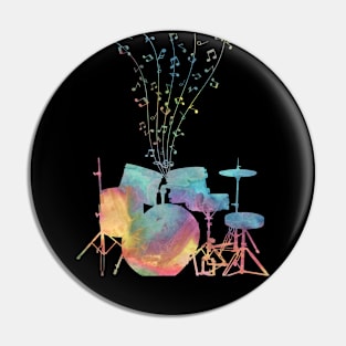 Drumset And Music Notes Pin