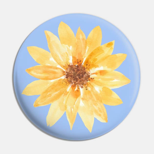Yellow watercolor sunflower Pin by ApricotBlossomDesign