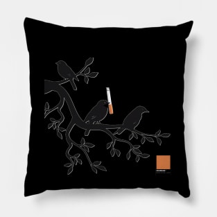 BIRD ORANGE - black full  by COLORBLIND WorldView Pillow