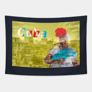 Cuban Woman In Havana, Cuban Colors Tapestry