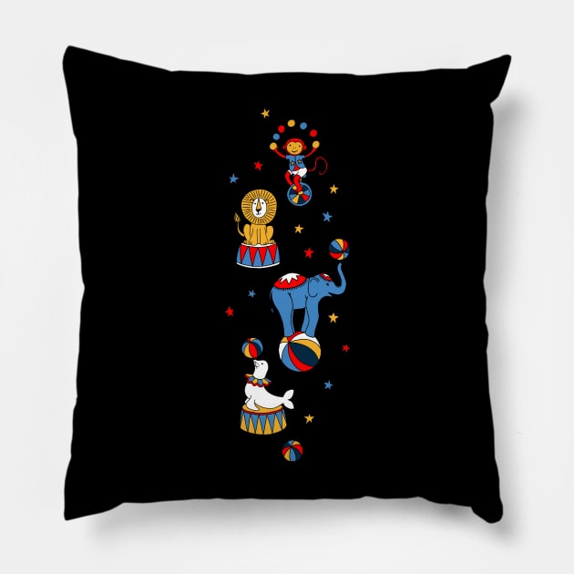 Little Circus Stars on Black Pillow by micklyn