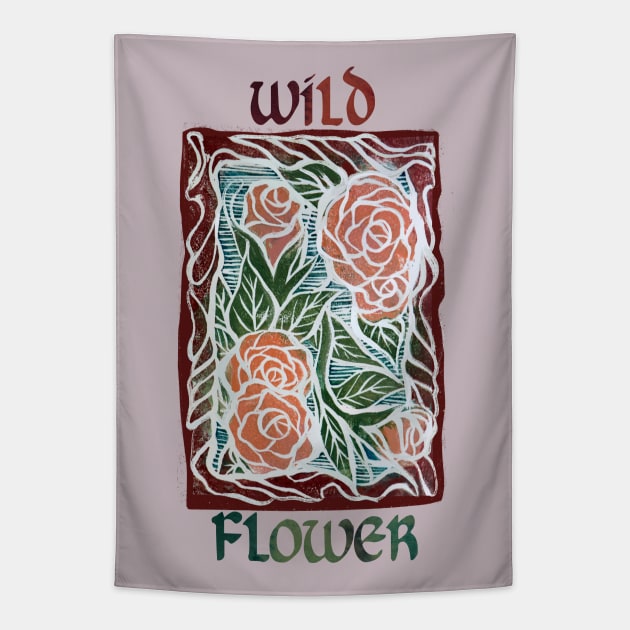 Wild Flower Roses Tapestry by bubbsnugg