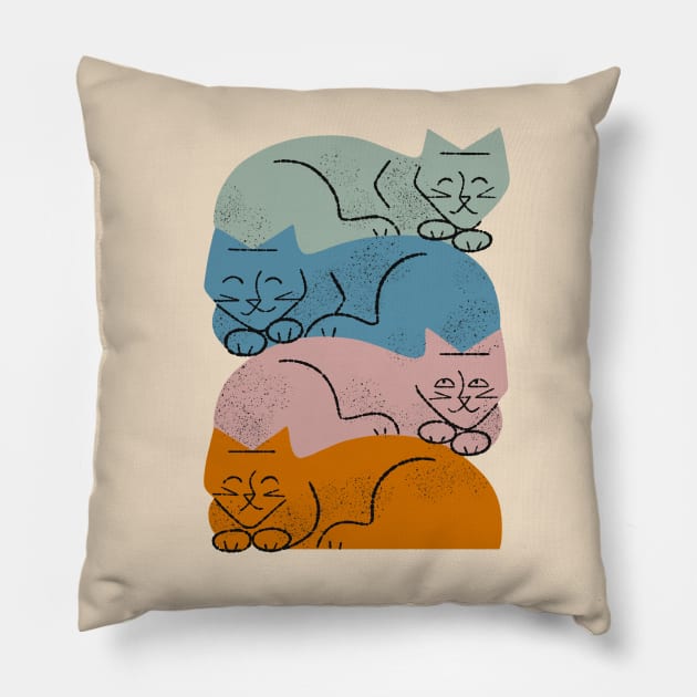 Four Cat Pile Pillow by Renea L Thull