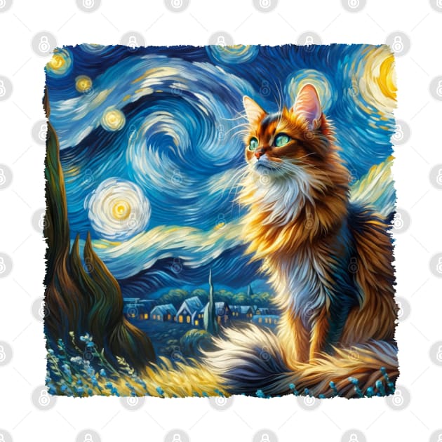 Somali Starry Night Inspired - Artistic Cat by starry_night