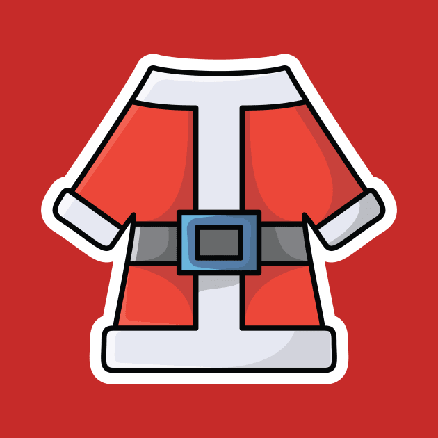 Santa Claus Coat with Belt Sticker vector illustration. Holiday objects icon design concept. Santa Claus coat suit sticker design logo with shadow. by AlviStudio