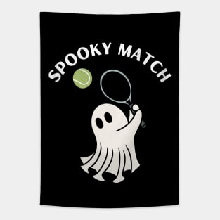 Spooky match, ghost playing tennis. Halloween Tapestry